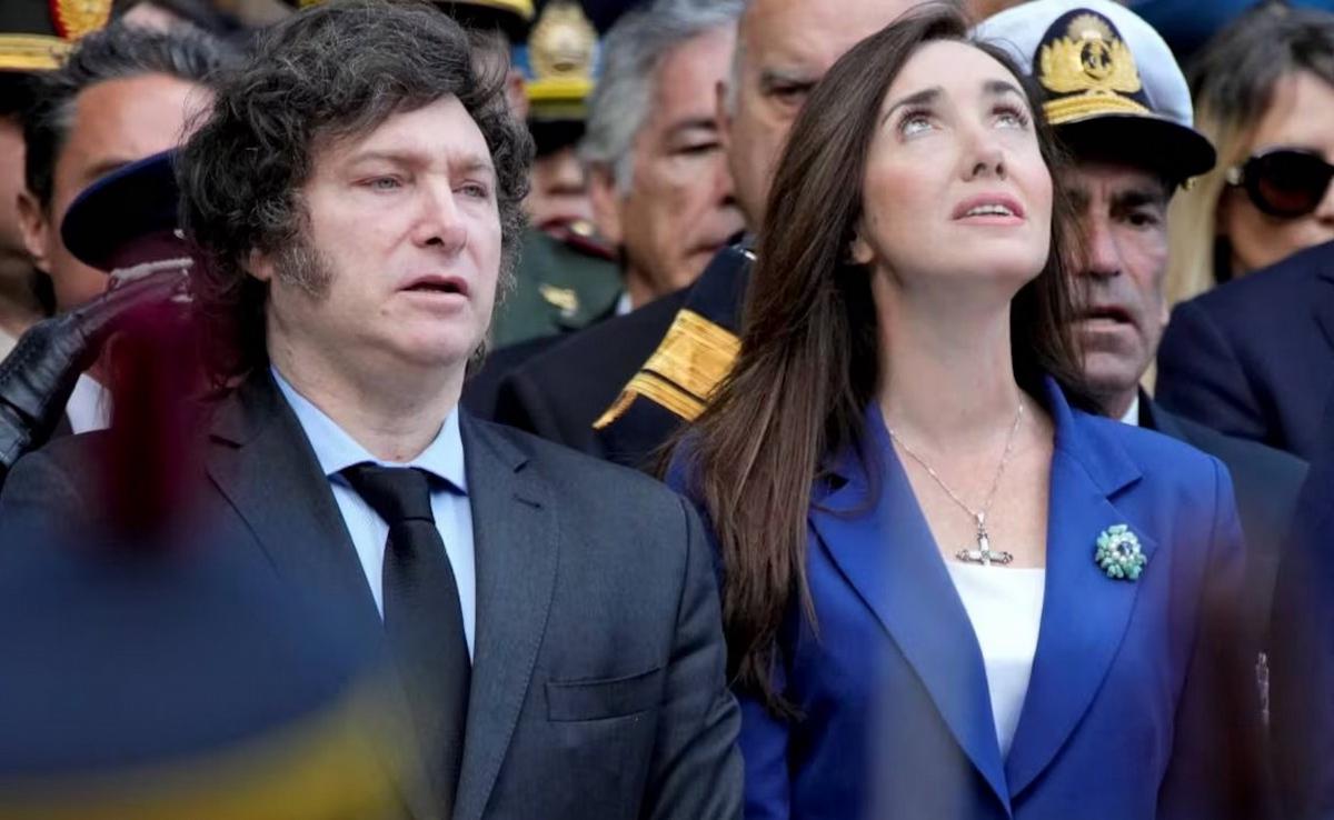 El gesto de Milei con Villarruel en el acto por el Día de la Bandera que no mostró la transmisión oficial